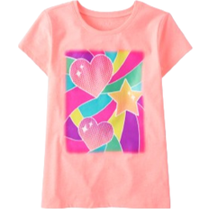 The Children's Place Girl's Heart Star Graphic Tee - S/D Pink Abalone Neo