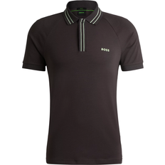 Hugo Boss M - Men Polo Shirts Hugo Boss Stretch-Cotton Polo Shirt with Stripes and Logo - Dark Grey