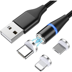 Nördic USB2-113 480Mbps 3A 2.0 USB A - USB C/Lightning (Non MFI)/Micro USB M-M 1m