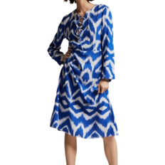 H&M Dress With Lacing - Bright Blue/Patterned