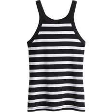 H&M Ribbed Tank Top - Black/White Striped