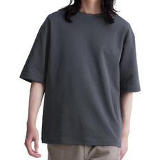 Uniqlo AIRism Cotton Oversized Crew Neck Half-Sleeve T-shirt - Gray