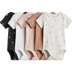 Bodys H&M Baby Cotton Bodysuits 5-pack - Beige/Hearts (1159381019)