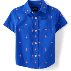 The Children's Place Kid's Palm Poplin Button Up Shirt - Cool Cobalt (3046620_32DC)