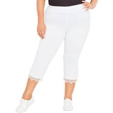 Avenue Women Pants Avenue CAPRI SSTRETCH LACE White