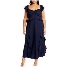 City Chic Blue - Women Dresses City Chic Plus Frill Fee Maxi Dress Navy