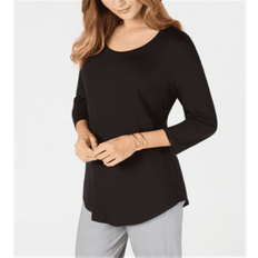 XXL Blouses JM Collection 3/4-Sleeve Scoop Neck Top, Created for Macy's Deep Black