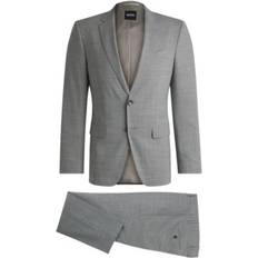 Hugo Boss Men Suits Hugo Boss Men's Patterned Stretch Cloth Slim-Fit Suit Silver 36R