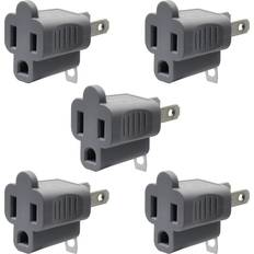 ELEGRP 2 prong to 3 prong outlet plug adapter three prong to two prong adapter Gray 5 Pack