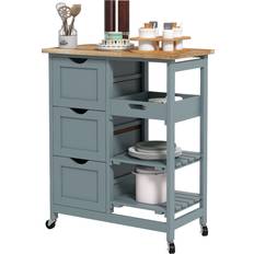 Trolley Tables Homcom Rolling Kitchen Island Cart, Bar Cart Trolley Table