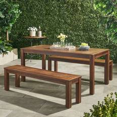 Patio Dining Sets Christopher Knight Home Manila Acacia Wood Picnic Patio Dining Set