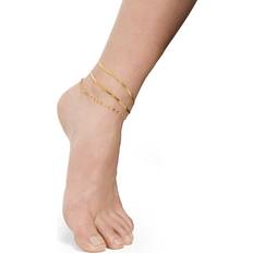 Women Anklets Adornia Three-Piece Chain Anklet Set in Gold One Size