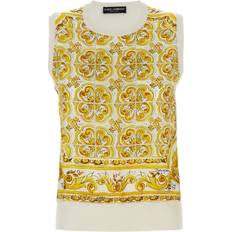 Women - Yellow Blouses Dolce & Gabbana Maiolica Top Giallo-Donna Yellow 46IT