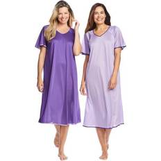 Nightgowns Plus Women's 2-Pack Short Silky Gown by Only Necessities in Plum Burst Soft Iris Size 4X Pajamas