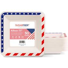 Harvest Pack Disposable Plates American Flag Patriotic 6.5in 50-pack