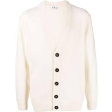 Unisex - White Cardigans Logo-embroidered V-neck Cardigan