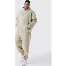 Beige - Men Suits boohooMAN Mens Plus Oversized Colour Block Piped Tracksuit Beige