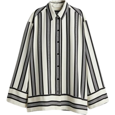 H&M Loose-Fit Shirt - Cream/Black Striped