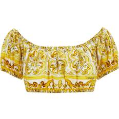 Women - Yellow Blouses Dolce & Gabbana Maioliche Top Giallo-Donna Yellow 40IT