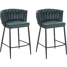 Beliani Milan Velvet Bar Chairs Dark Green Esszimmerstuhl 88cm 2Stk.