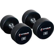 Dumbbells Titan Fitness Round Urethane Coated Dumbbells, Knurled Handles, Sold in a Pair, Free Weights for Strength Training in Home Gym