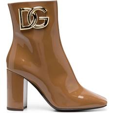 Dolce & Gabbana Boots Dolce & Gabbana Shiny Leather Ankle Boots 39½