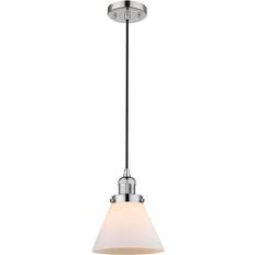 Innovations Lighting Large Cone Mini Polished Nickel/Matte White Cased Pendant Lamp 8"