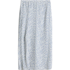 Blå - Dame Skjørt H&M Crepe Skirt - White/Blue Floral