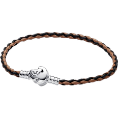 Pandora Disney The Lion King Clasp Moments Braided Leather Bracelet - Silver/Brown/Black
