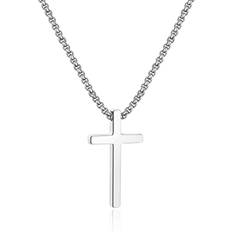 Jewelry Ursteel fathers day gifts for dad son cross necklace for men boy gold plate. Silver