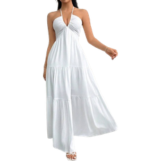 Shein Long Dresses Shein Privé Crepe Halter Neck Tie Backless Maxi Dress For Resort & Wedding Occasions