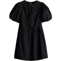 H&M Tie Detail Puff Sleeved Dress - Black