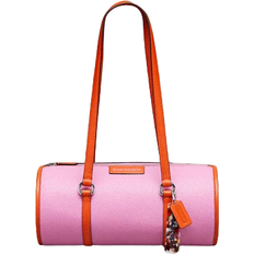 Coach Barrel Bag In Pebbled Coachtopia Leather - Bright Magenta/Sun Orange