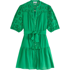 Suncoo Camy Belted Embroidered Short Dress - Vert