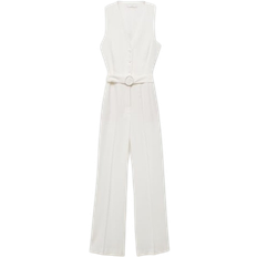 Polyester Jumpsuits & Overalls Mango Yolan2 Belt Long Jumpsuit - Off White