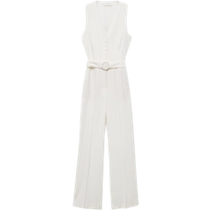 Damen - M Jumpsuits & Overalls Mango Yolan2 Belt Long Jumpsuit - Off White