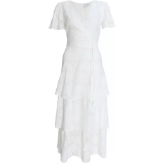 Quiz Jacquard Tiered Midaxi Dress - White