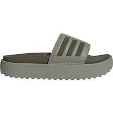 Adidas Adilette Platform Slides - Silver Pebble/Olive Strata