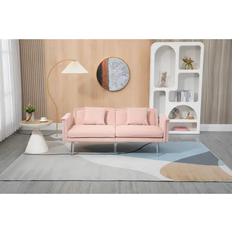 Simplie Fun Mid Century Modern Loveseats Pink Sofa 64.6" 3 Seater