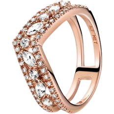 Pandora Sparkling Marquise Double Wishbone Ring - Rose Gold/Transparent