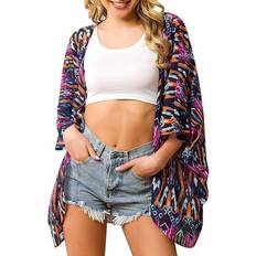 Capes & Ponchos Women's Lightweight Summer Kimono Cover-up Black 005 X-Large