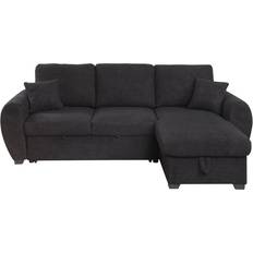 Lilola Home Upholstered Sectional Black Sofa 95" 3 Seater