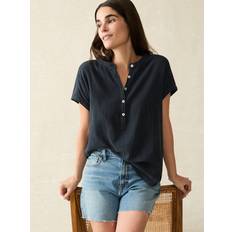 Faherty Desmond Gauze Top Navy