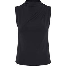 Pieces Madison Draped Sleeveless Top - Black