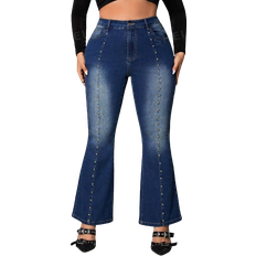 Shein ICON Plus Studded Detail Flare Leg Jeans