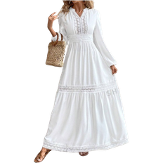 Shein White Dresses Shein VCAY Women's Plain Simple Daily Long Sleeve Dress