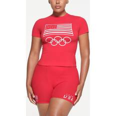 SKIMS Red T-shirts SKIMS Cotton Jersey Olympic T-Shirt Red For Team Usa