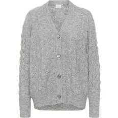 XXL Cardigans Kaffe Kamalene Knit Cardigan Kvinde Cardigans hos Magasin Grey Melange