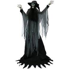 Skeletons Haunted Hill Farm 7.5' motion-activated macabre skeleton witch halloween Black, Multi Adjustable