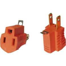 Electrical Installation Materials Trisonic 3 prong to 2 prong grounding adapters 2 piece outlet electrical ac converter Orange